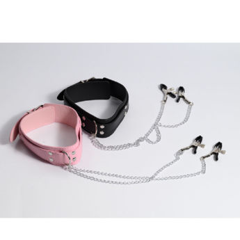 Imagen de Toys Collar Cuero Sintetico con Cadenas con Pinzas Pezoneras