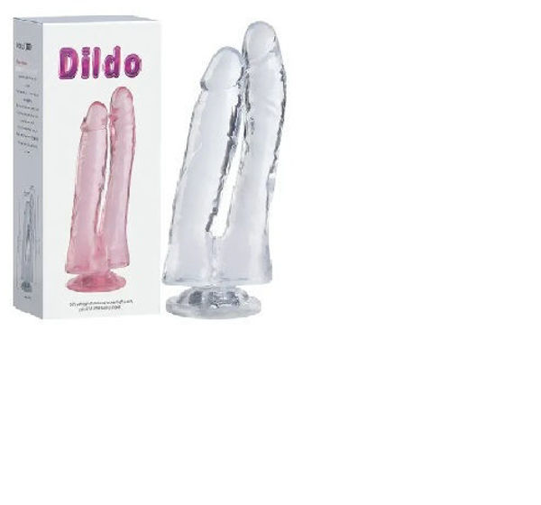 Imagen de Toys Dildo Doble Jelly Transparente con Ventosa