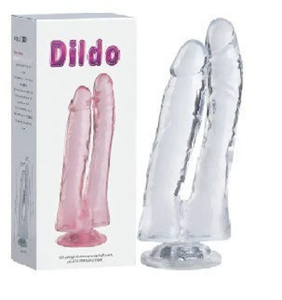 Imagen de Toys Dildo Doble Jelly Transparente con Ventosa